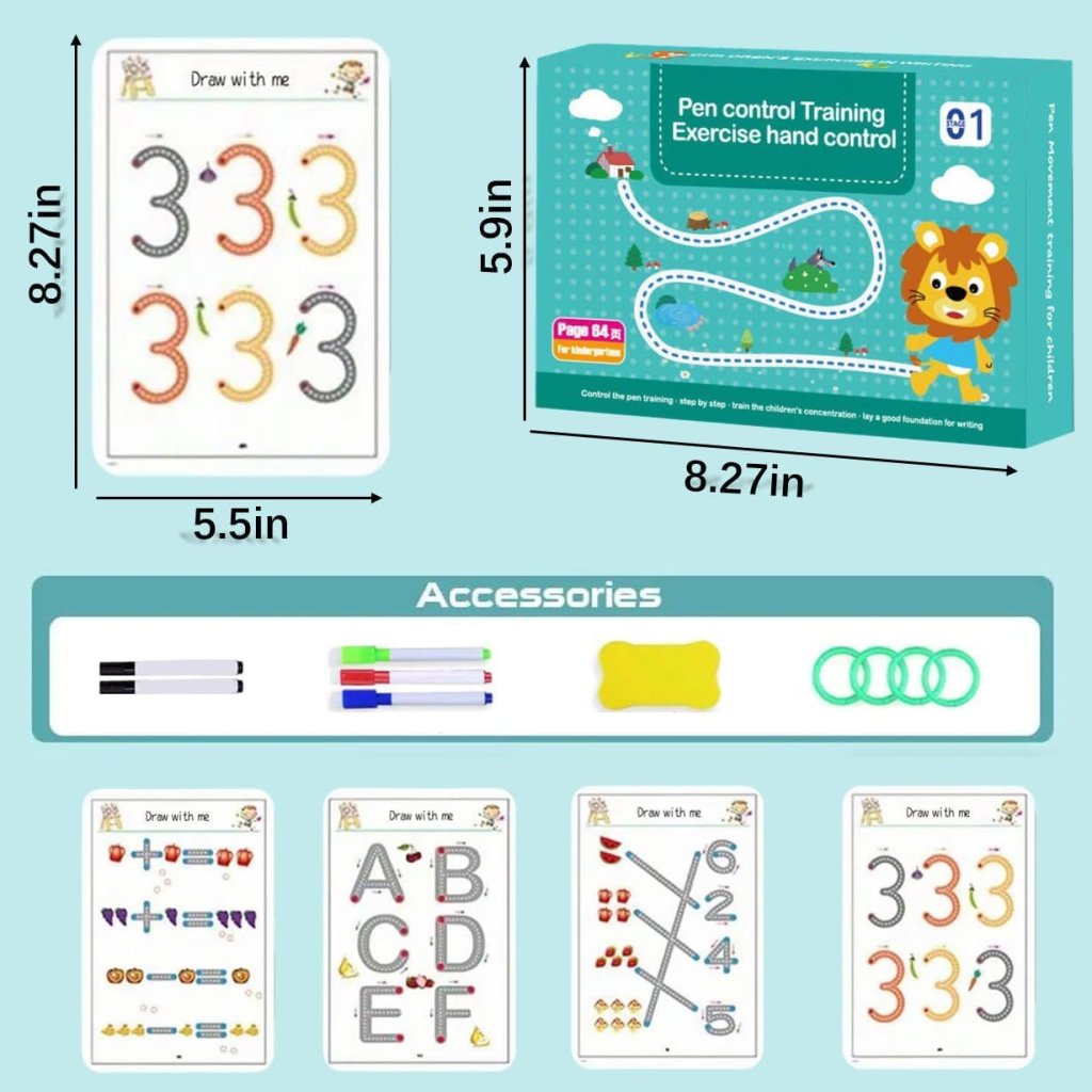 Hand Writing Pen Control Training Practice Book 64 page Office & Stationery