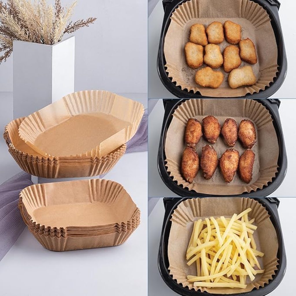 100 PCS Square Air Fryer Paper Sheets Disposable Kitchenware