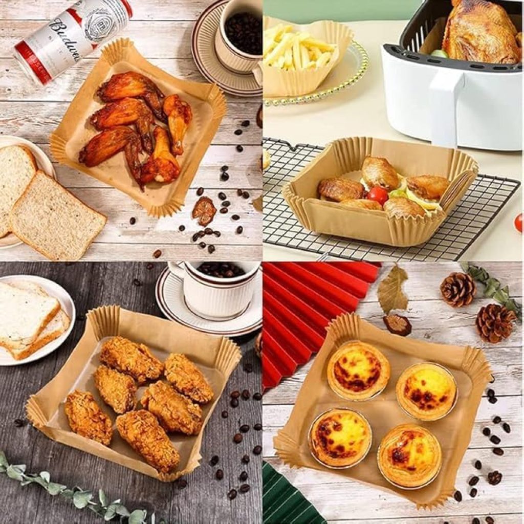 100 PCS Square Air Fryer Paper Sheets Disposable Kitchenware