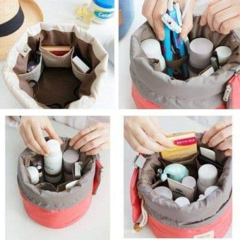 Cosmetic Pouch Makeup Bag Round Barrel Shape cosmetic Bags