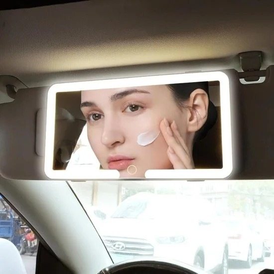 Rechargeable Vanity Mirror Car Makeup Mirror with LED Lights Automotive