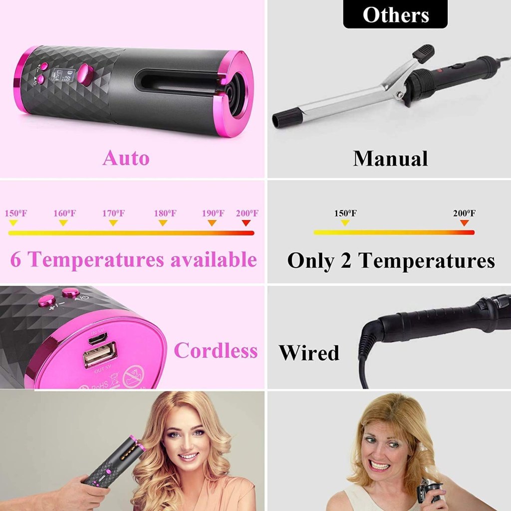 Hair Curler Adjustable Temperature usb Rechargeable Beauty Products