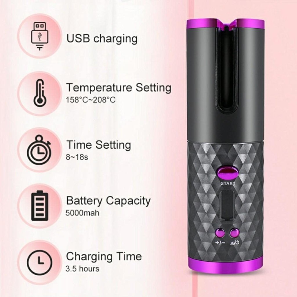 Hair Curler Adjustable Temperature usb Rechargeable Beauty Products