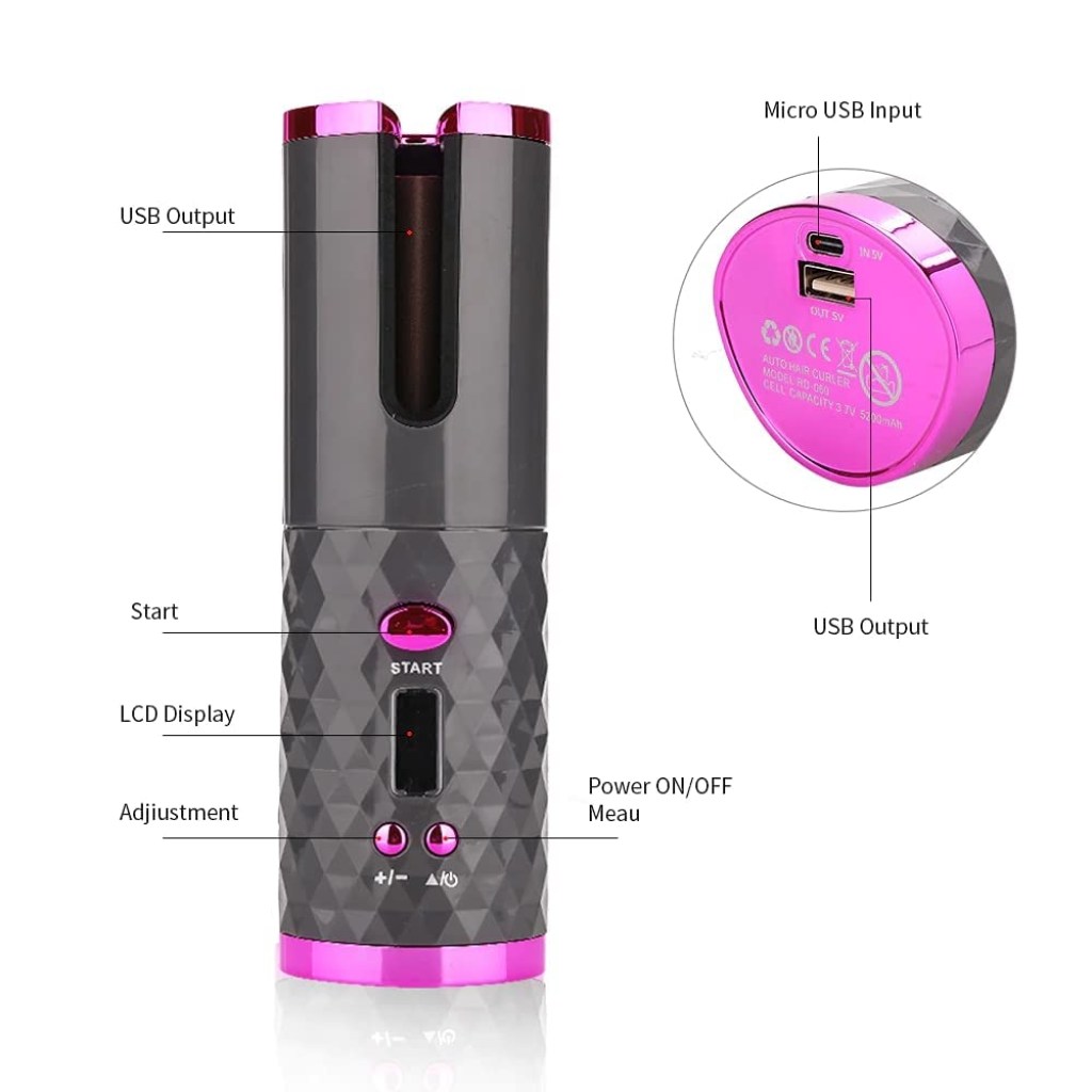 Hair Curler Adjustable Temperature usb Rechargeable Beauty Products
