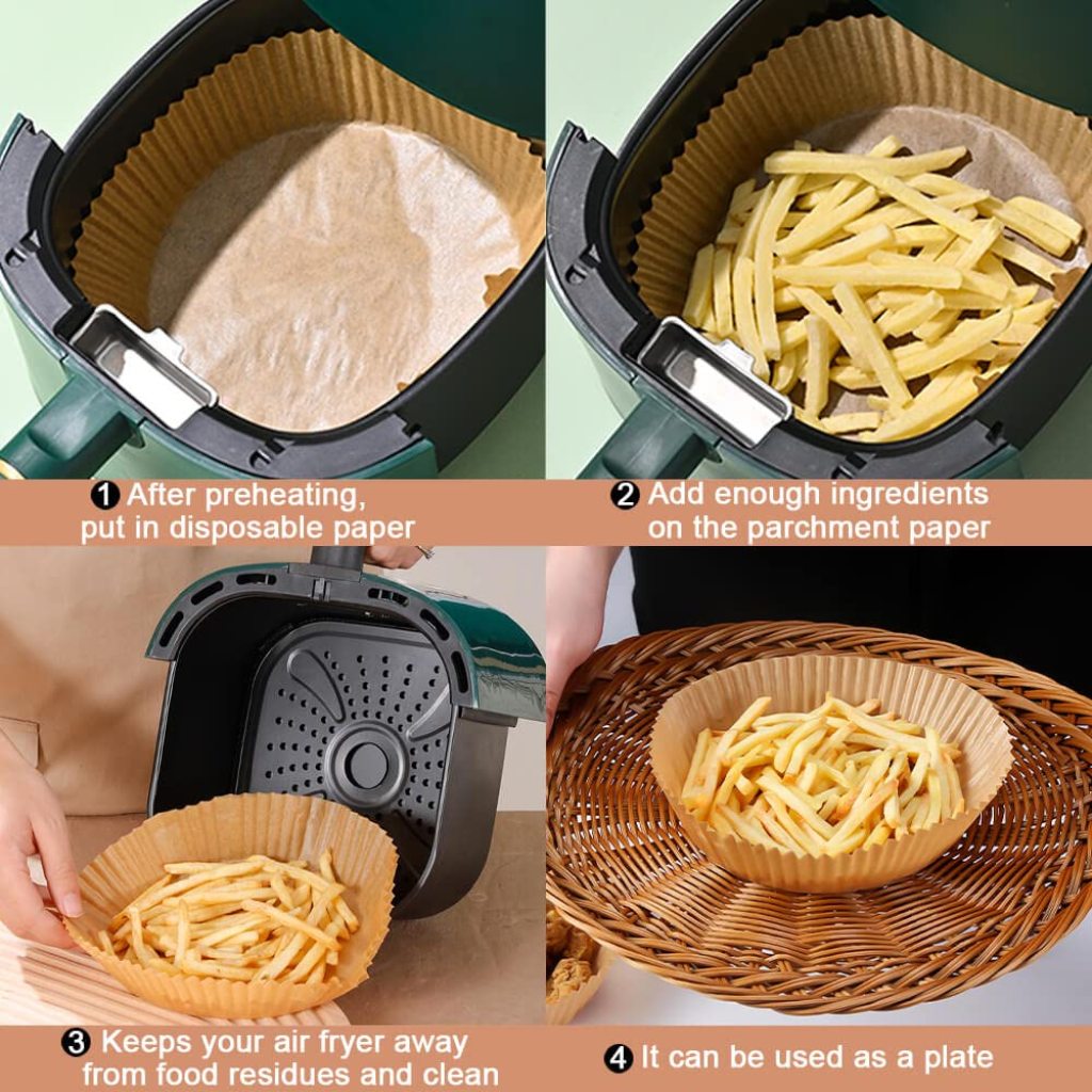 100 PCS Round Air Fryer Paper Sheets Disposable Kitchenware