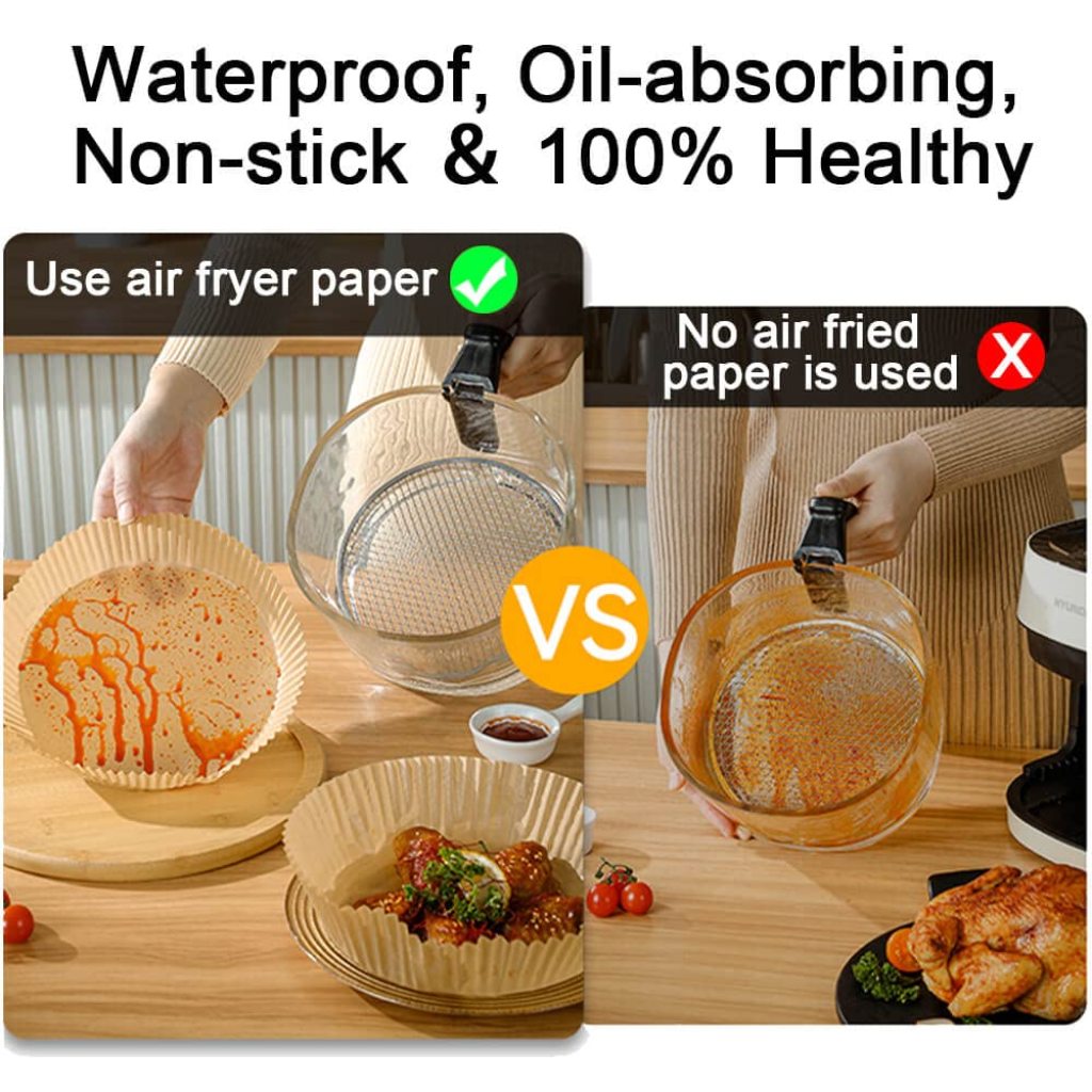 100 PCS Round Air Fryer Paper Sheets Disposable Kitchenware
