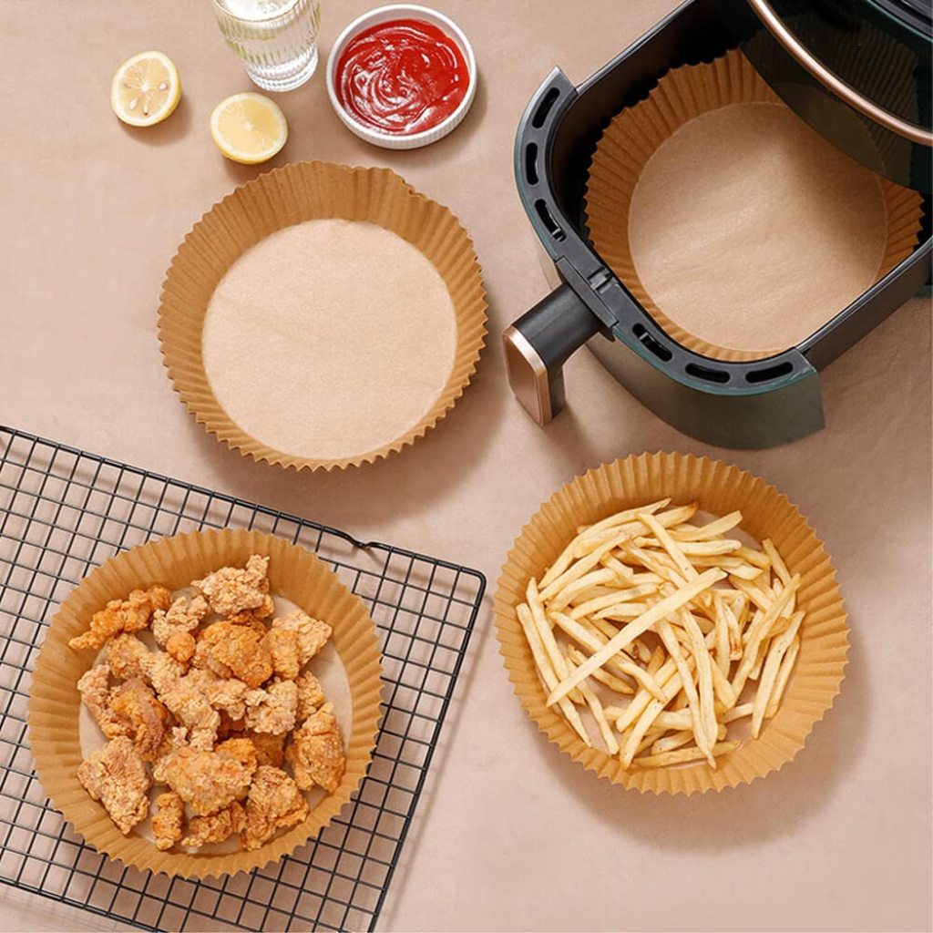 100 PCS Round Air Fryer Paper Sheets Disposable Kitchenware