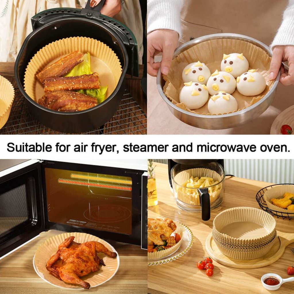 100 PCS Round Air Fryer Paper Sheets Disposable Kitchenware